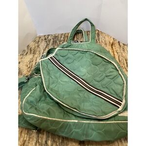 Cinda B Bag Quilted Hobo Tennis Tote / Green / Nylon Shoulder Strap/ 16" by 16"